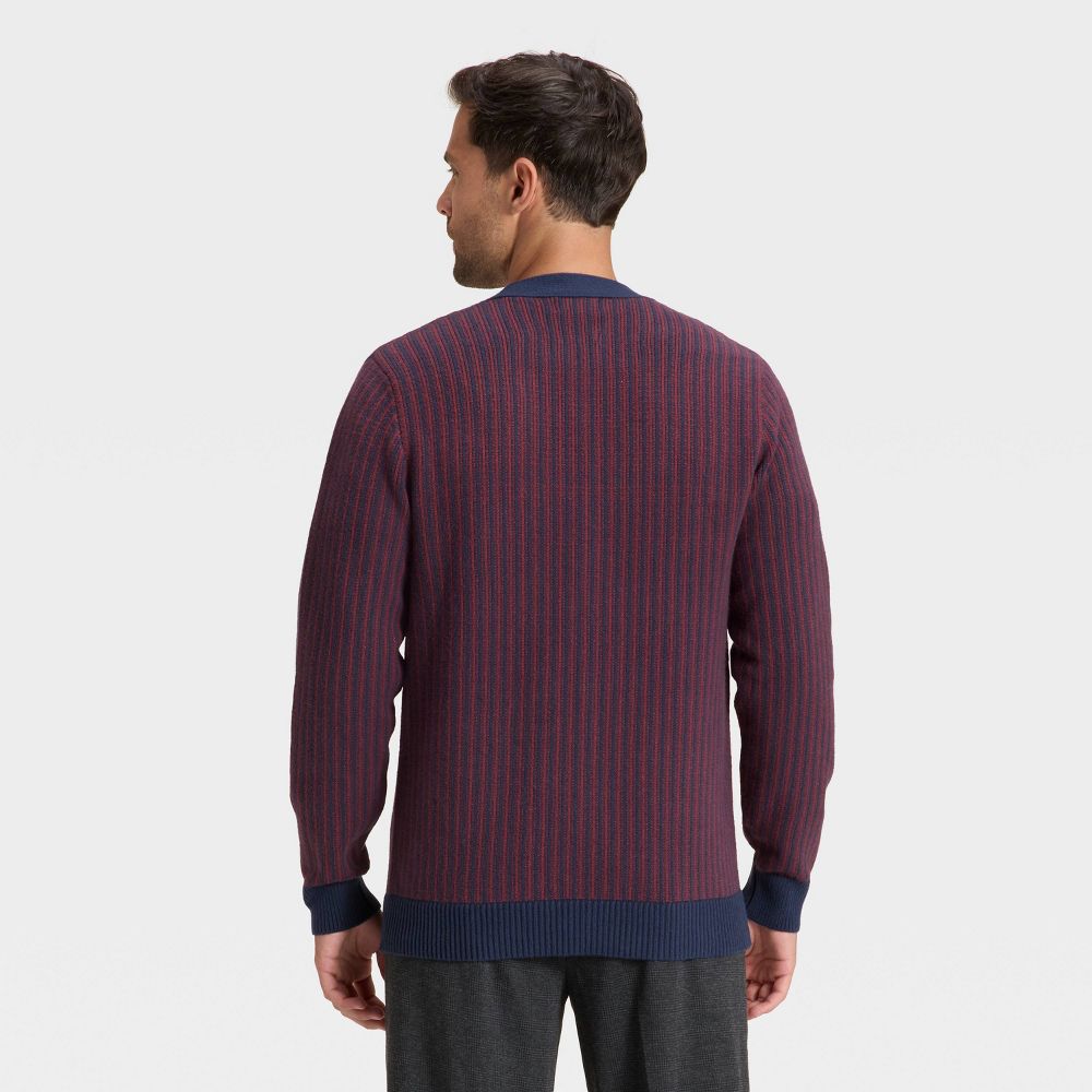 New - Men's Soft Knit V-Neck Cardigan Sweater - Goodfellow & Co™ Navy/Red Striped XXL