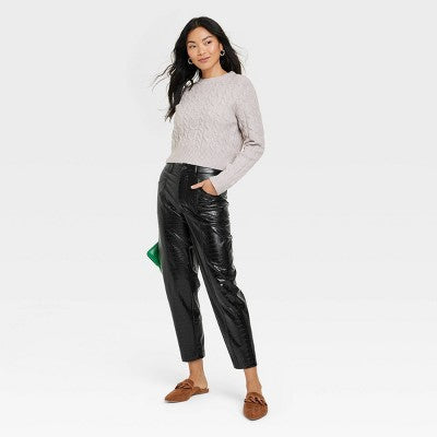 A New Day Women's Plus Relaxed High Rise Ankle Faux-Croc Leather Pants A New DayBullseye Deals