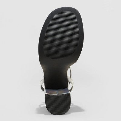 Wild Fable Women's Chunky Block High Buckle Heels Denim Ankle Strap Memory Foam Wild FableBullseye Deals