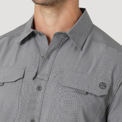Wrangler Men's Utility Shirt Long Basic Adjustable Sleeves Hidden Zip WranglerBullseye Deals