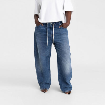 New - KBB by KAHLANA Women's Mid-Rise Barrel Leg 'The Lynnox Jean' - Dark Wash 18
