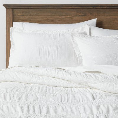 New - Threshold Cotton/Spandex Comforter Set Ruched Lightweight Breathable ThresholdBullseye Deals