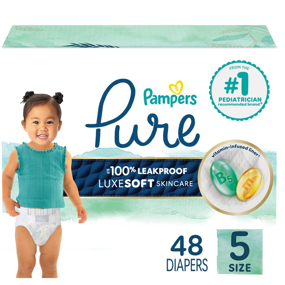 New - Pampers Pure Protection Diapers Super Pack - Size 5 - 48ct