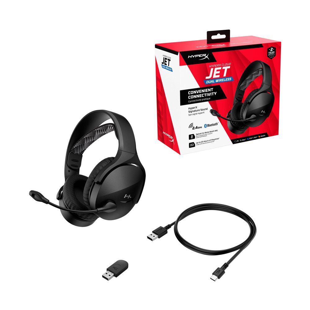 New - HyperX Cloud Jet Dual Wireless Gaming Headset - Black