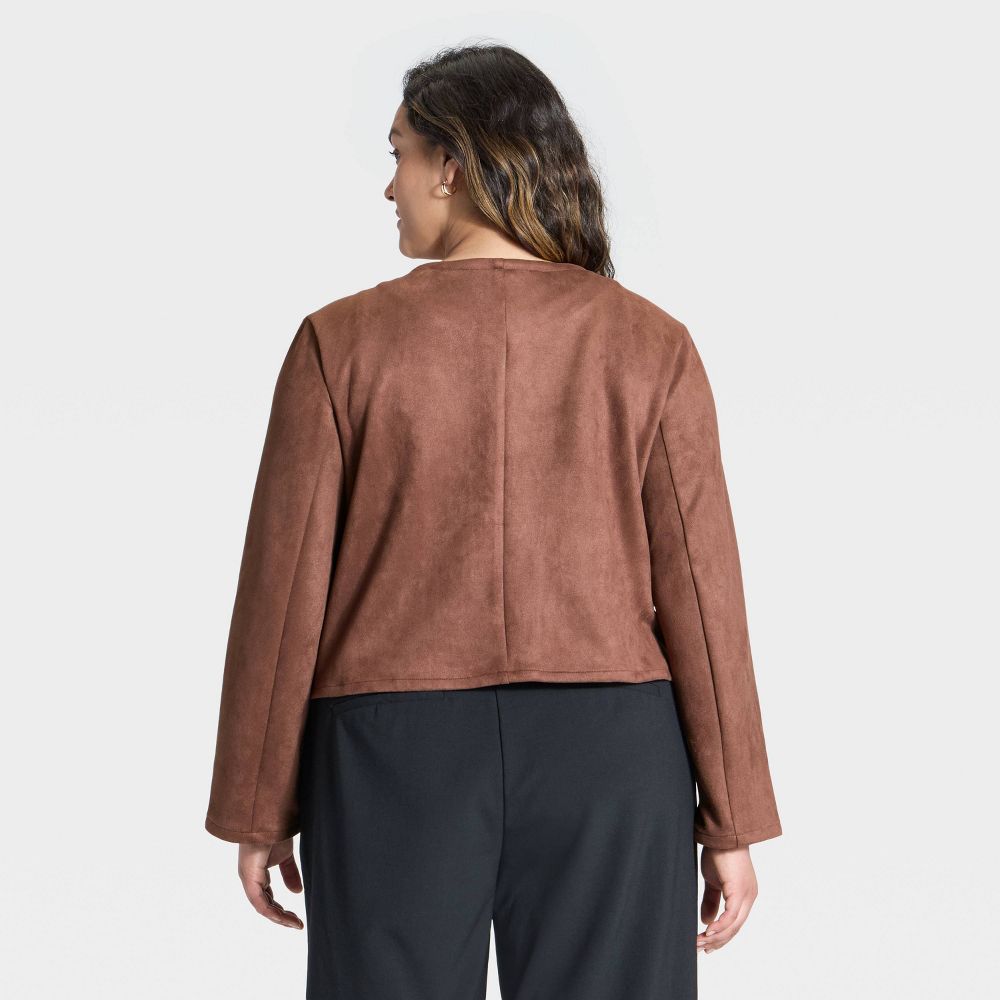New - Women's Faux Suede Lady Jacket - A New Day™ Brown 4X
