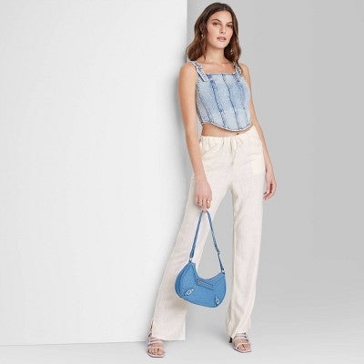 New - Wild Fable Women's Mid Rise Wide Leg Relaxed Linen Pants Wild FableBullseye Deals