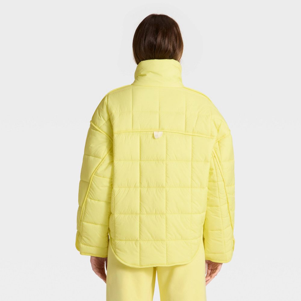 New - Women's Oversized Quilted Puffer Jacket - JoyLab™ Light Yellow S