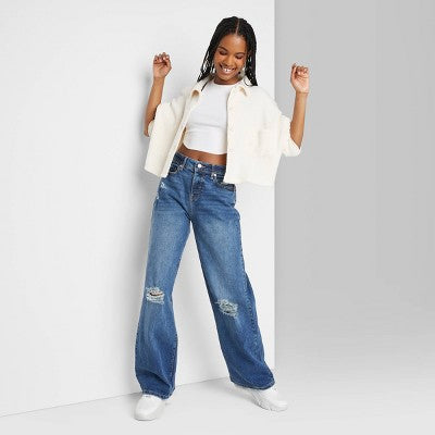 New - Women's High-Rise Wide Leg Baggy Jeans - Wild Fable Wild FableBullseye Deals