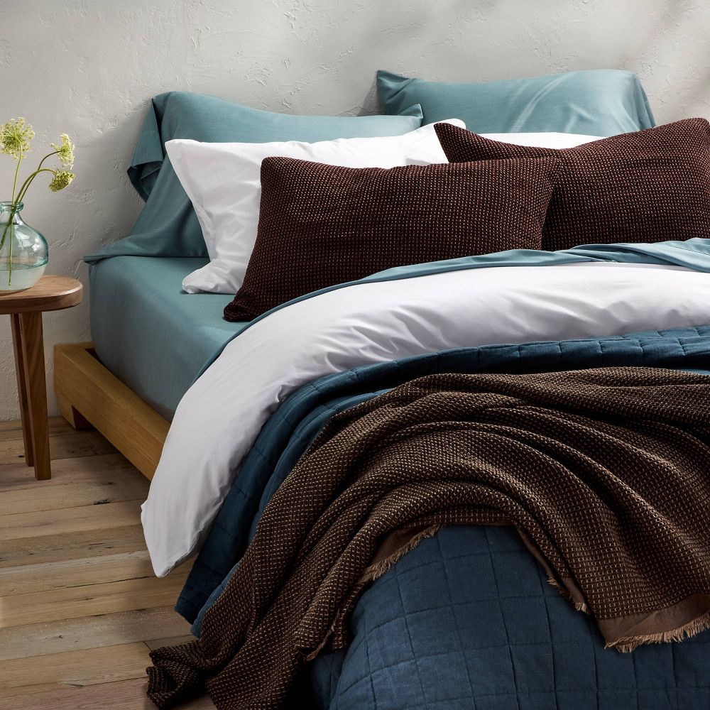 New - King Textured Waffle Pillow Sham Dark Fig - Casaluna™