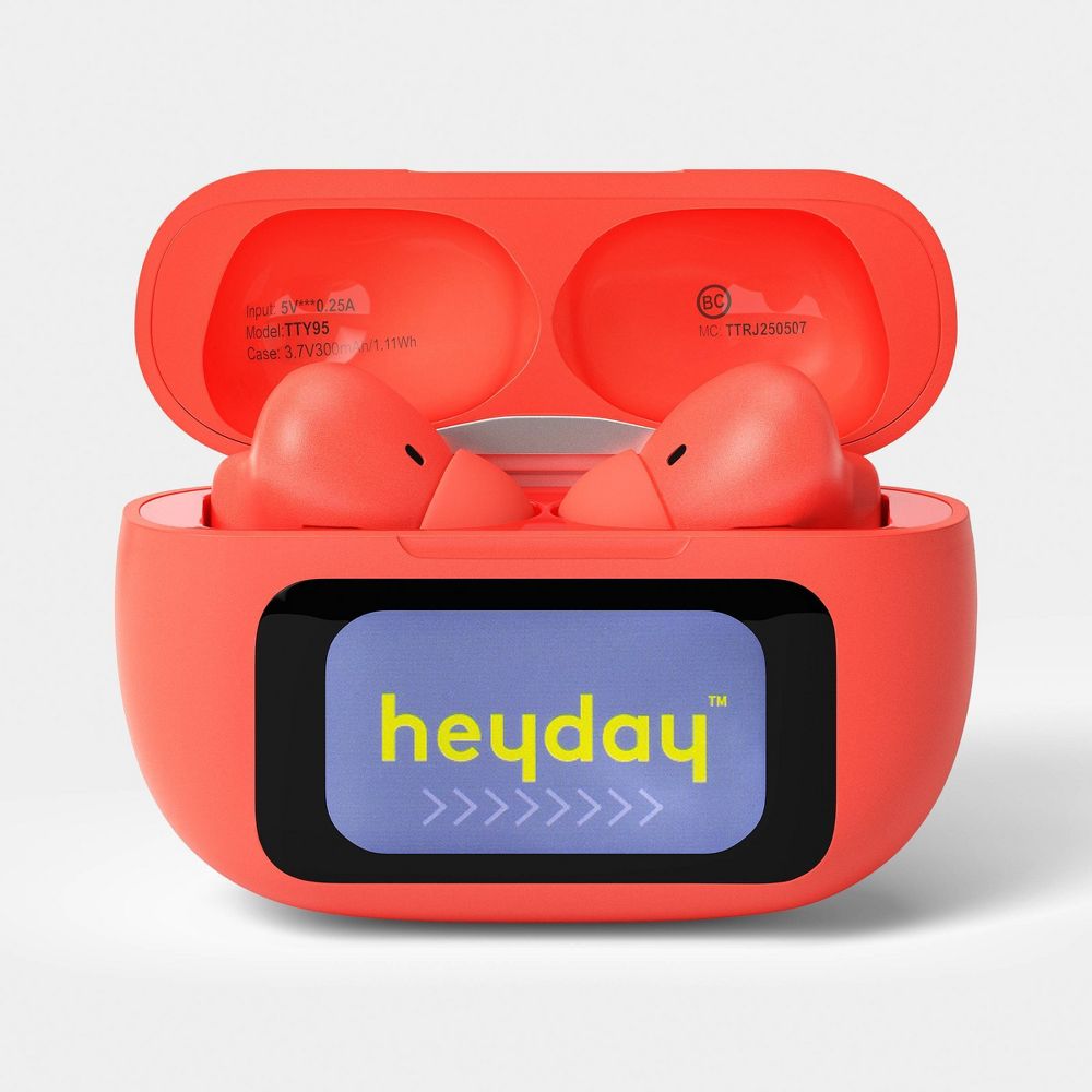 Open Box - True Wireless Active Noise Cancelling Earbuds with Screen Poppy - heyday™