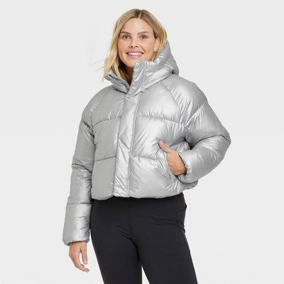 New - All In Motion Women's Cropped Winter Hooded Wind-Resistant Snow Sport Jacket All In MotionBullseye Deals
