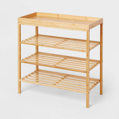 New - 4 Tier Bamboo Shoe Rack - Brightroom™: Shoe Organizer for Closet & Entryway, Holds 12 Pairs, Freestanding, Multicolored