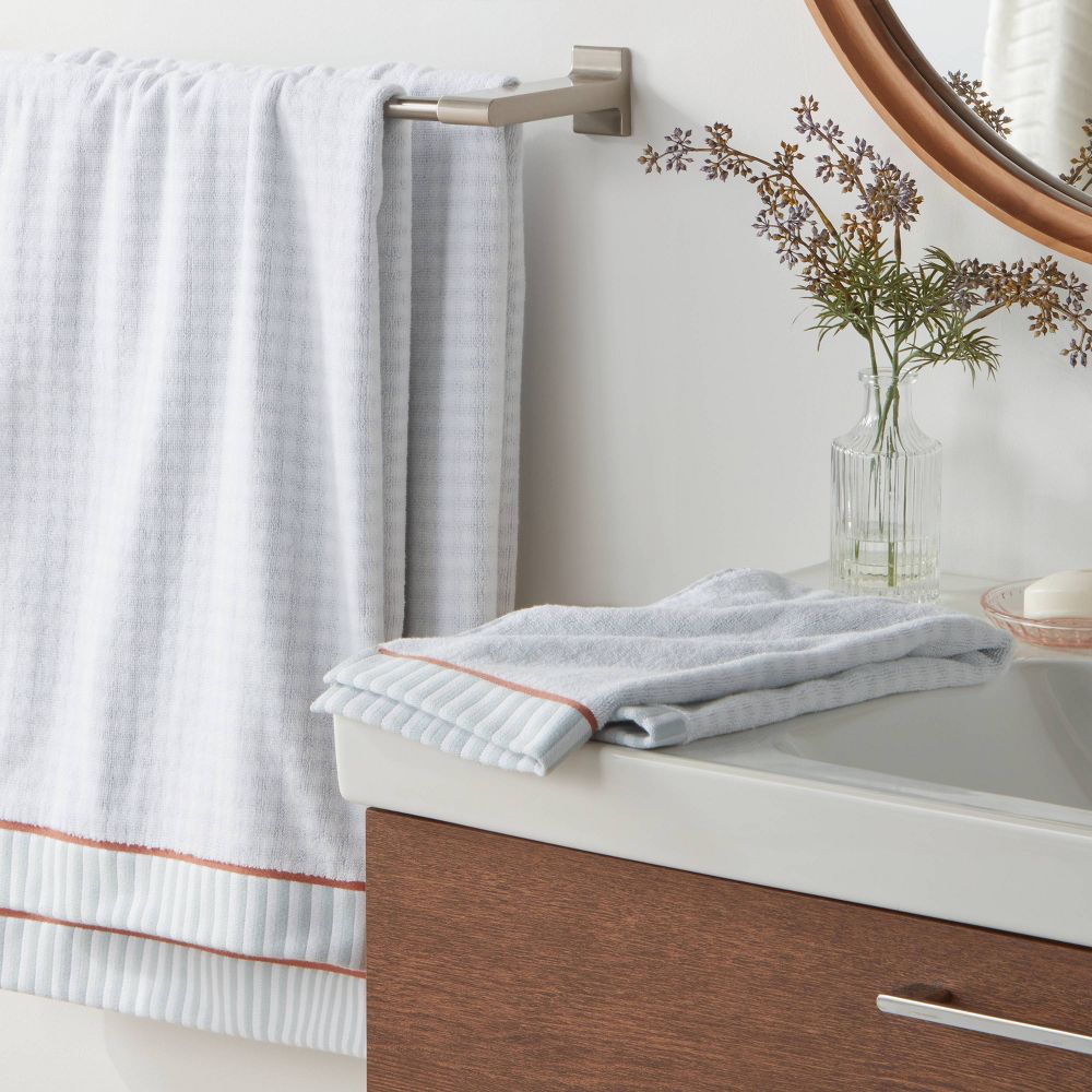 New - 2pc Traditional Gingham Plaid Bath Towel Blue- Threshold™