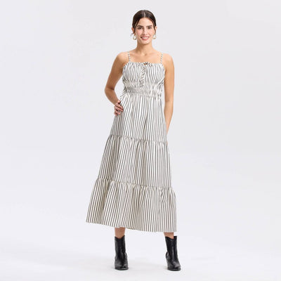 New - Women's Midi A-Line Dress - Universal Thread™ White/Black Striped XL