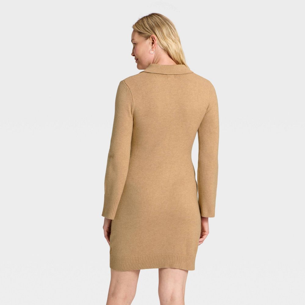 New - Women's Long Sleeve Sweater Dress - A New Day™ Light Heather Brown L