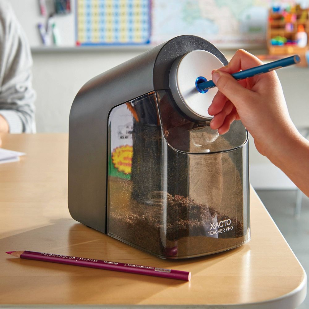 Open Box - X-ACTO TeacherPro Electric Pencil Sharpener with Auto Adjust Dial and SafeStart Motor: Electronic Sharpener for Pencils