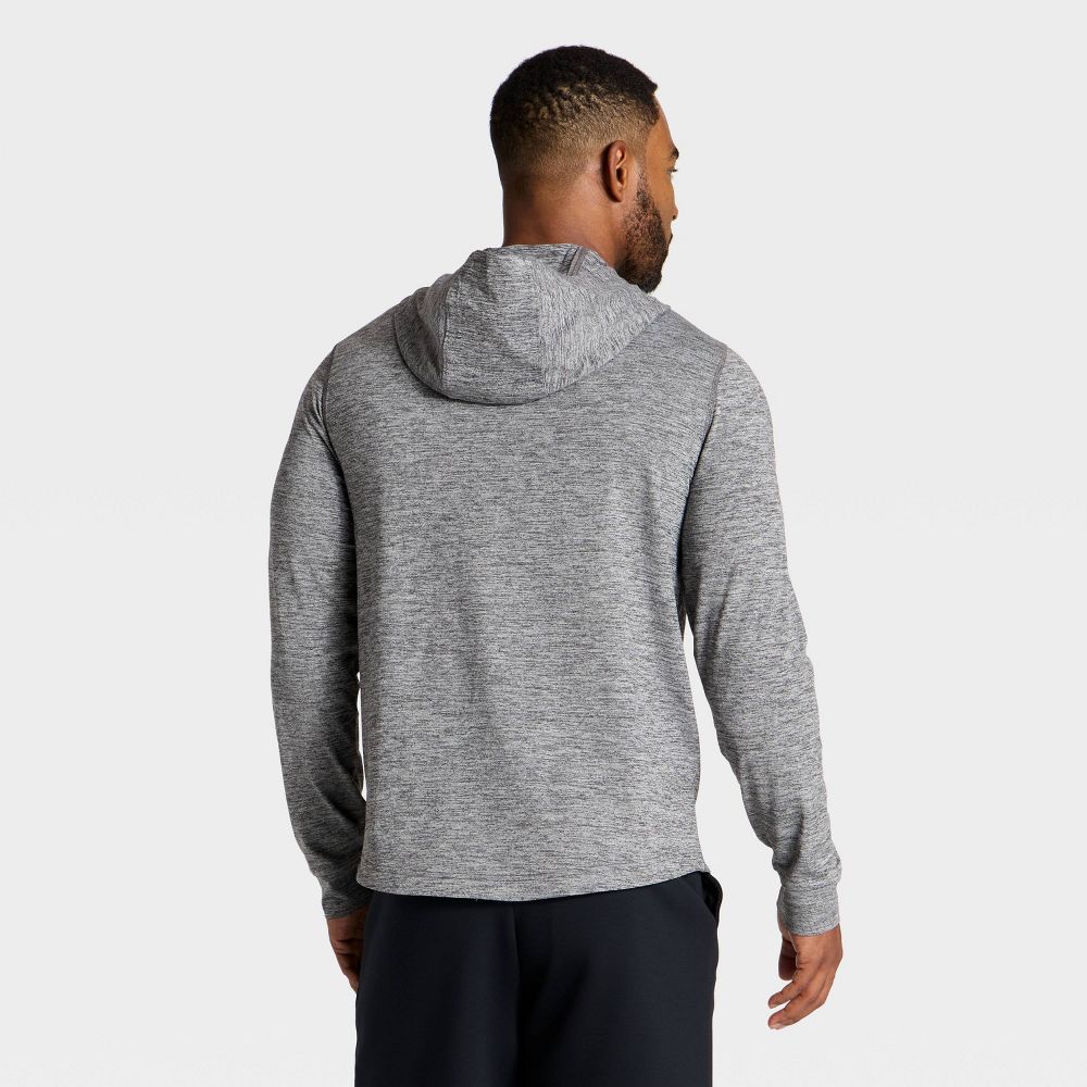 New - Men's Long Sleeve Soft Stretch Hooded Top - All In Motion™ Heathered Black S