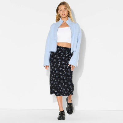 New - Women's Full Zip Mock Turtleneck Cardigan - Wild Fable™ Light Blue XL
