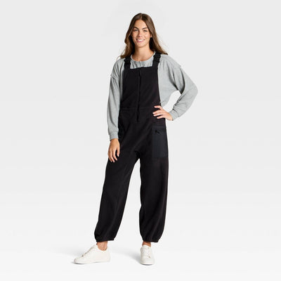 New - Women's High Pile Fleece Overalls - JoyLab™ Black XXS