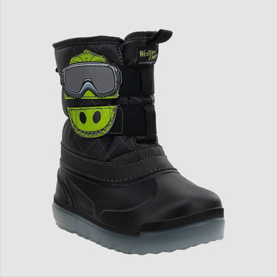 Open Box - Western Chief Toddler Boys' Denali Lighted Faux Fur Dinosaur Winter Boots - Black 10T