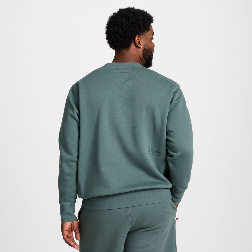 New - Champion Adult Sizing Iconic Embroidered Crewneck Sweatshirt - Dark Forest S