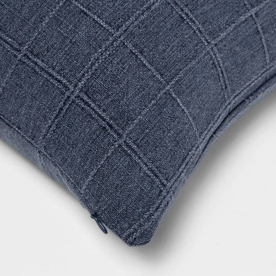 New - Oversized Woven Washed Windowpane Square Throw Pillow ThresholdBullseye Deals