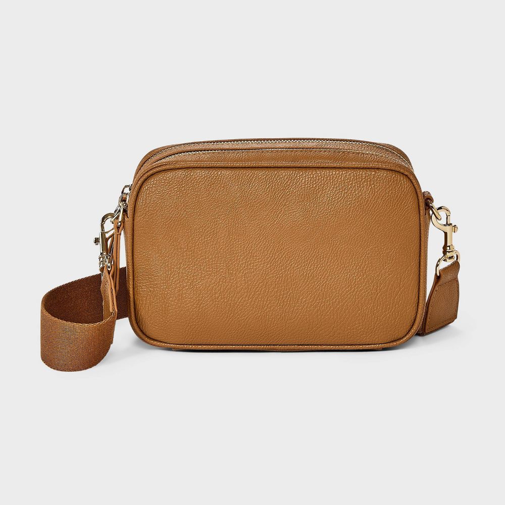 New - Double Zip Camera Crossbody Handbag - Universal Thread™ Brown