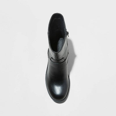 New - Universal Thread Women's Faux Leather Dress Ankle Boots Low Heel Memory Foam Universal ThreadBullseye Deals