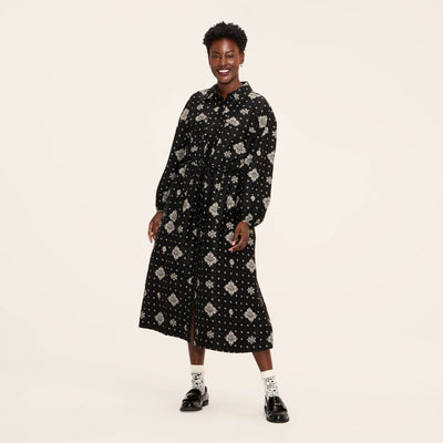 Open Box - Women's Bandana Print Long Sleeve Utility Midi Shirt Dress - Woolrich x Target Black S