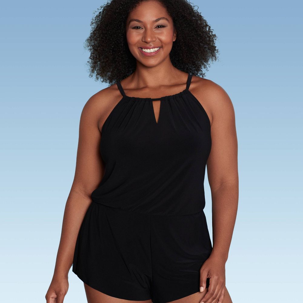 New - Aqua Green Women's Swim Romper One Piece Swimsuit with Pocket UPF 50+ Aqua GreenBullseye Deals
