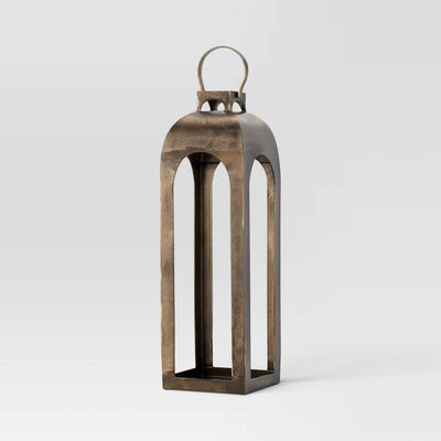 Open Box - 29"x9" Pillar Cast Aluminum Lantern Candle Holders Gold - Threshold™