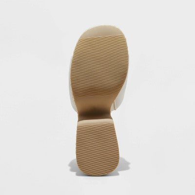 New - Wild Fable Women's Wedge Chunky Block High Heel Slip On Mule Sandals Leather Wild FableBullseye Deals