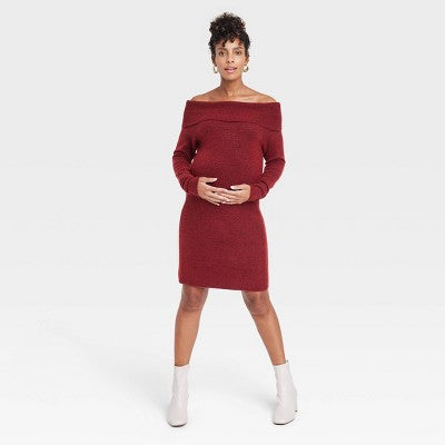 New - Isabel Maternity Women's Off The Shoulder Maternity Sweater Dress Isabel Maternity by Ingrid & IsabelBullseye Deals