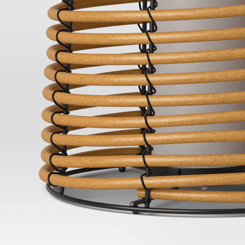 New - 16" Rattan Battery LED Outdoor Lantern Brown - Threshold™