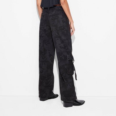 New - Women's Mid-Rise Wide Leg Cargo Baggy Pants - Wild Fable Wild FableBullseye Deals