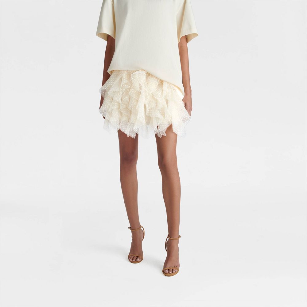 New - KBB by KAHLANA Women's 'The Ruffle Mini Skirt' - Cream S