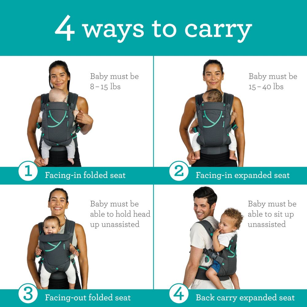 New - Infantino Carry On Active Baby Carrier - Gray