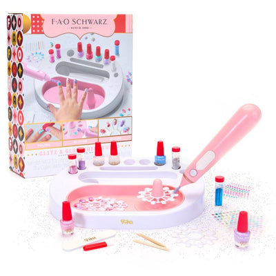 New - FAO Schwarz Glitz & Glam Nail Studio Custom Press-On Nail Kit