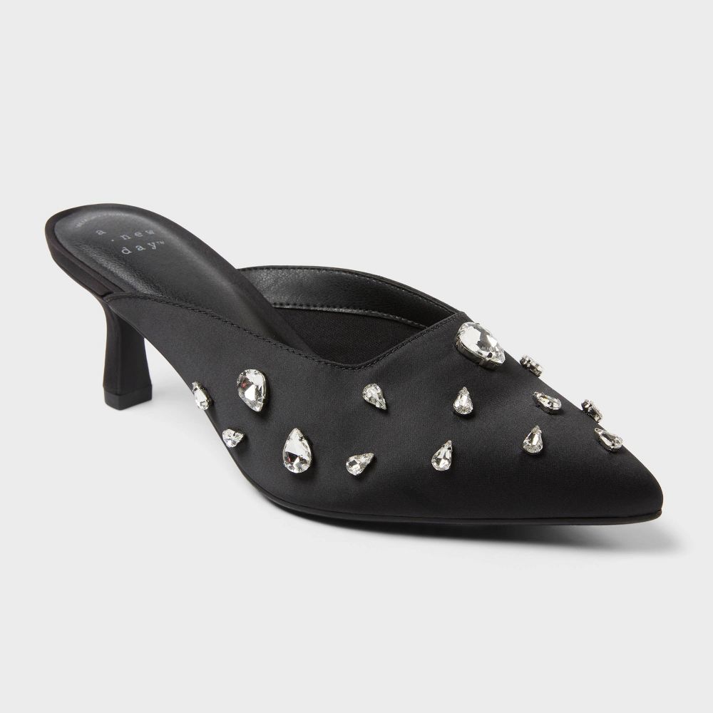 New - Women’s Katia Heels with Memory Foam Insole - A New Day™ Black 7