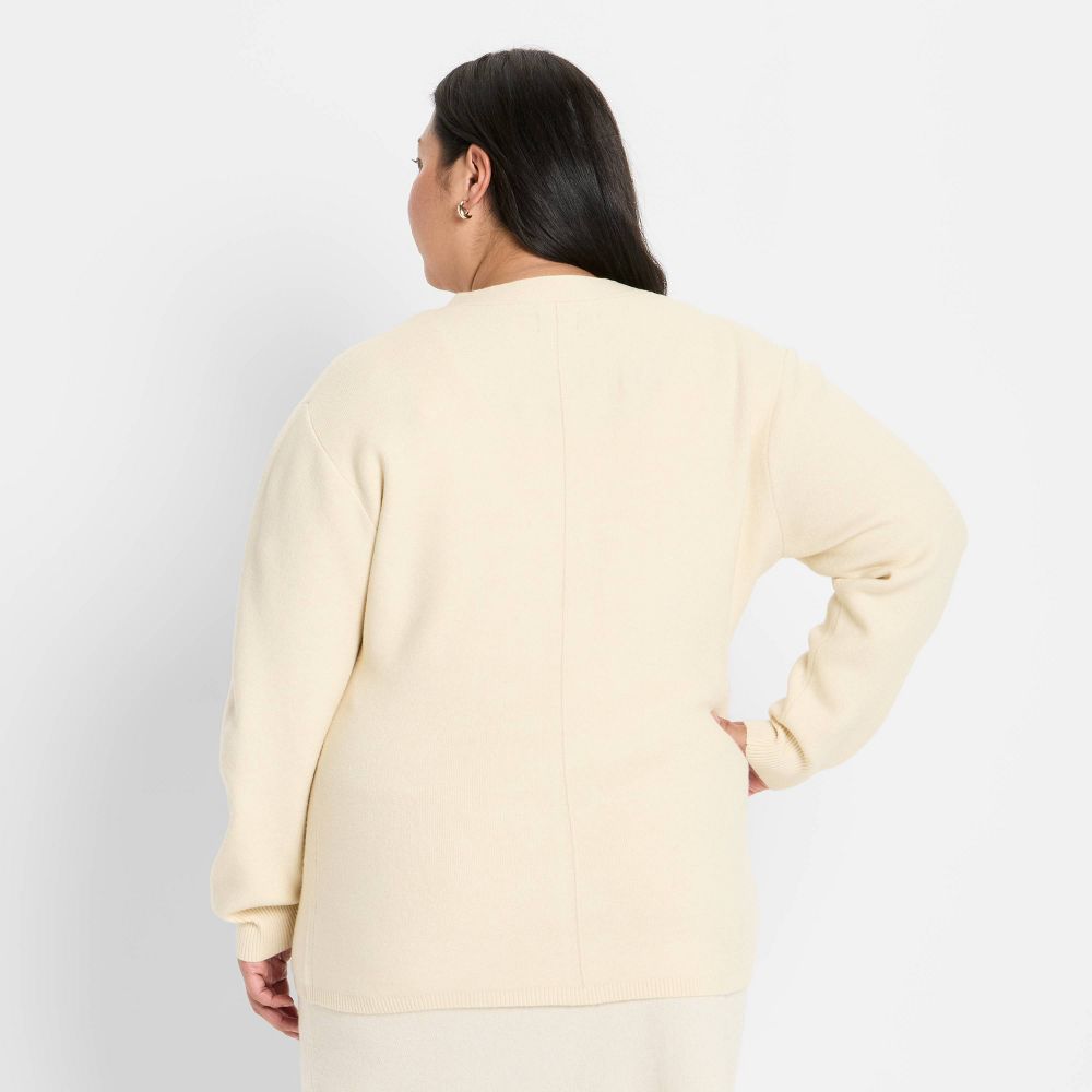 New - Women's Nipped Waist Cardigan - Future Collective Cream 1X