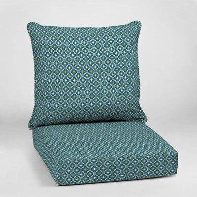 New - Arden 24"x24" Outdoor Deep Seat Cushion Set Alana Blue Tile: UV & Water-Resistant, Polyester Fiber Fill