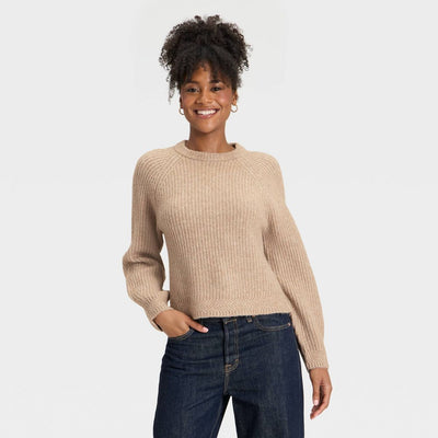 Open Box - Women's Cozy Knit Crewneck Pullover Sweater - Universal Thread™ Oatmeal XS