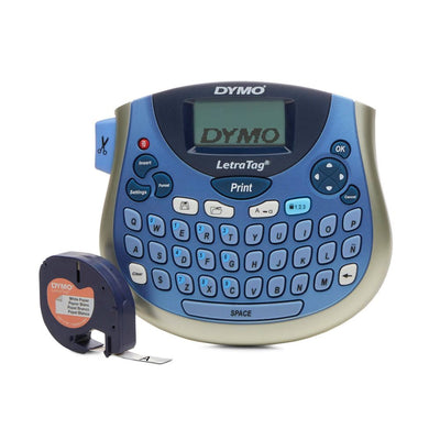 New - DYMO LetraTag 100T Table Top Label Maker: Gray, Battery-Powered, Plastic, Requires 4 AA Alkaline Batteries, 9"x8.6"x3.3"