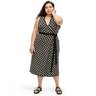 Diane von Furstenberg Women's Collared Sleeveless Midi Wrap Dress Diane von Furstenberg for TargetBullseye Deals