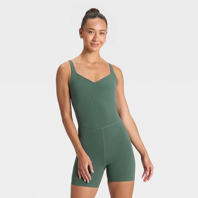 New - Women's Everyday Soft Short Bodysuit - All In Motion™ Dark Green XL