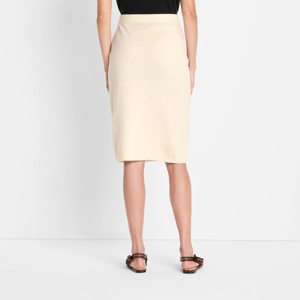 New - Women's Textured Midi Sweater Skirt - Future Collective Cream L