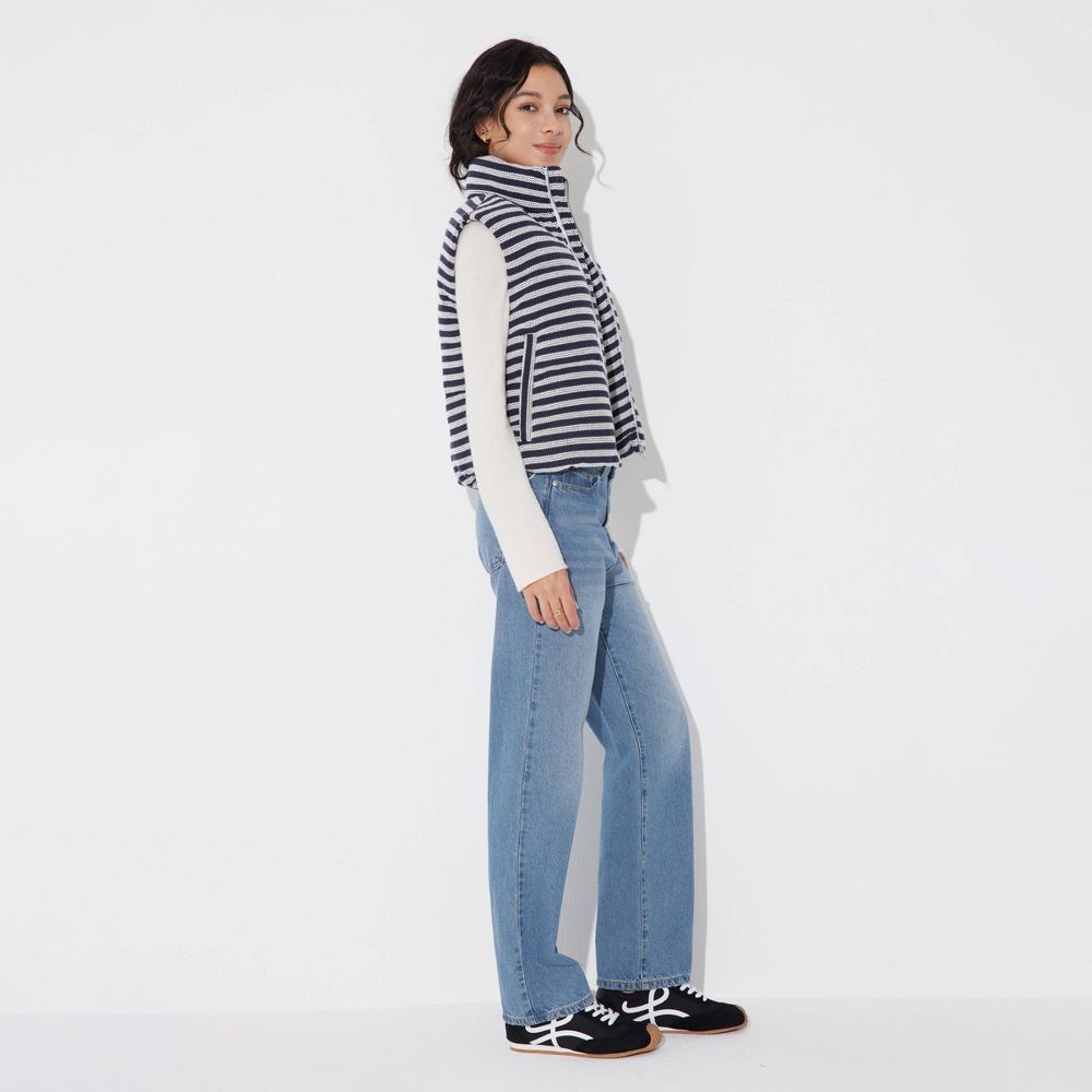 New - Women's Knit Vest - Wild Fable™ Navy Blue Striped S