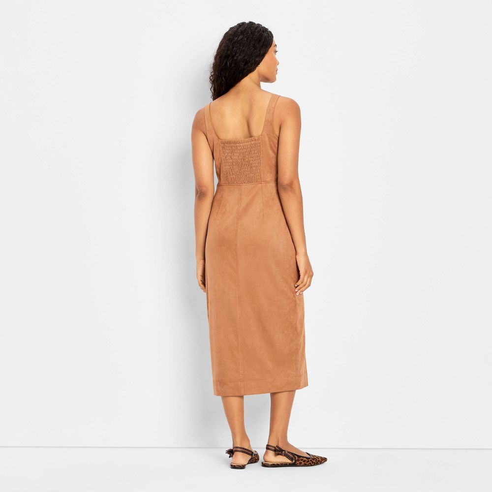 Open Box - Women's 90's Suede Midi A-Line Dress - Future Collective Brown M