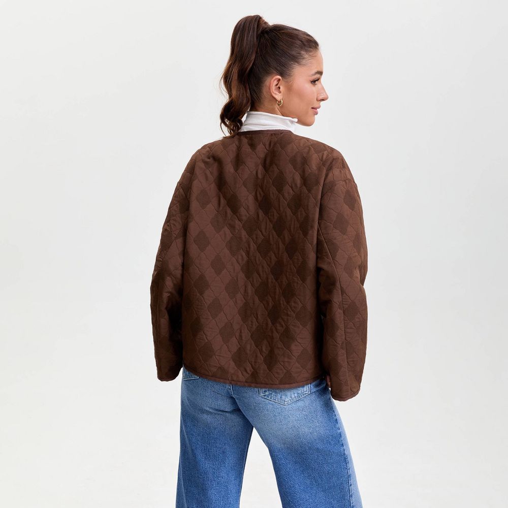 New - Women's Quilted Bomber Jacket - A New Day™ Brown S