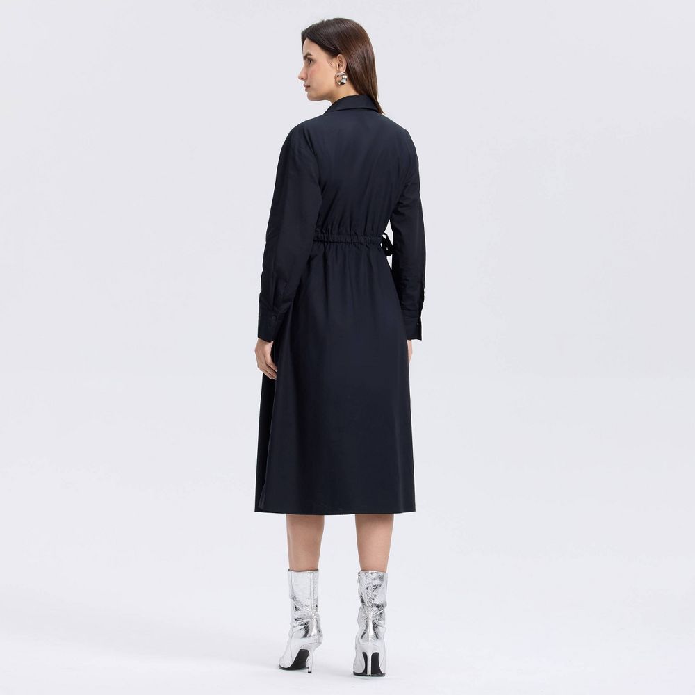 New - Women's Long Sleeve Midi Shirtdress - A New Day™ Black XXL